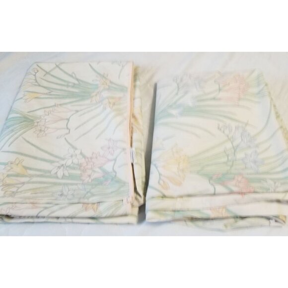 Wamsutta Vintage Twin Sheet Set Cutter Crafts Floral Flat Fitted - Picture 2 of 11